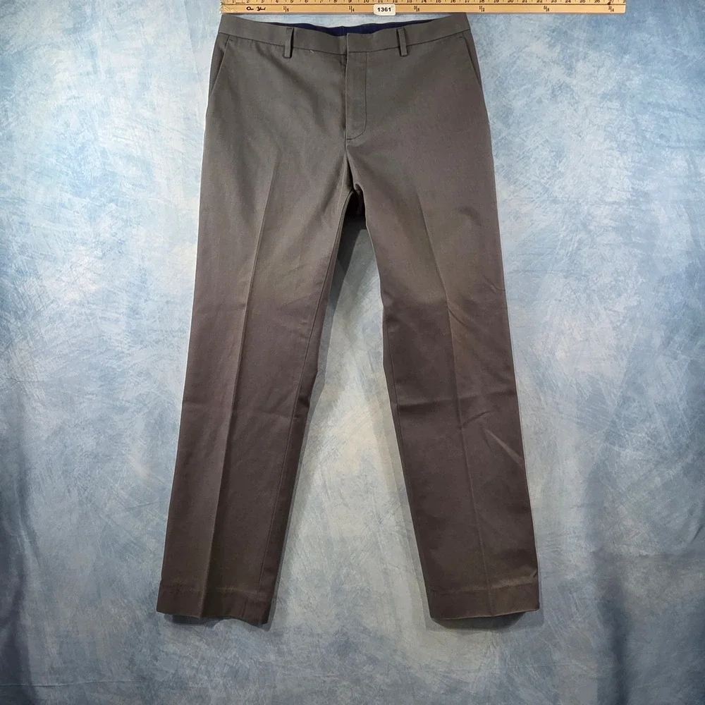 Banana Republic Non-Iron Modern Slim Fit Pants Mens 33x32 Gray Micro Stripe Chin